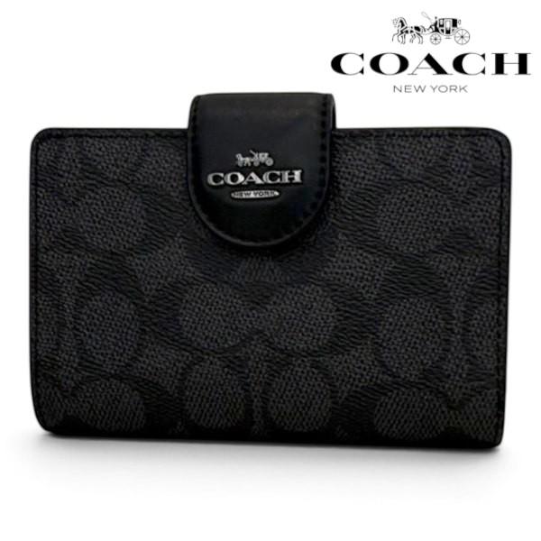 コーチ 二つ折り財布  レディース COACH Wallet チャコール ブラック CW786 QBMI5  ギフトラッピング無料