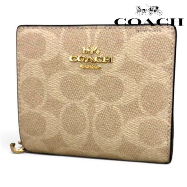 コーチ 二つ折り財布 ミニ財布 レディース COACH Wallet サンド チョーク CW789 IMXDM  ギフトラッピング無料