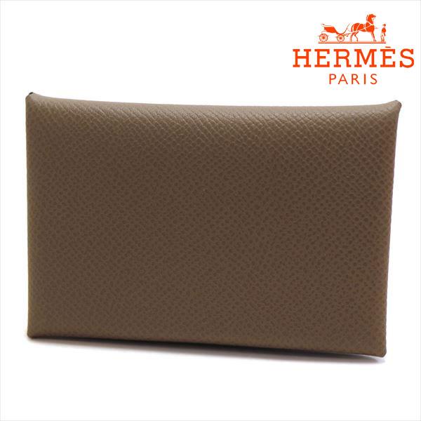 HERMES カルヴィ　カードケース　エプソン　エトゥープ HERMES（エルメス） カードケース レディース メンズ HERMES Card Case