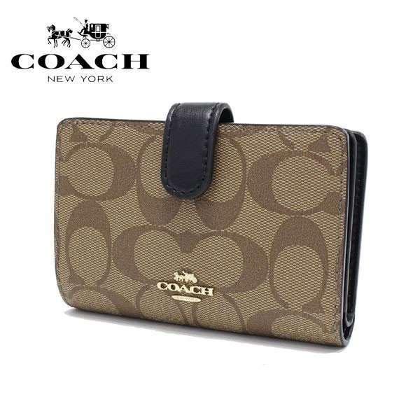 コーチ 二つ折り財布 レディース Coach Wallet シグネチャー カーキ ブラック F Imcbi F Imcbi Mk Collection 通販 Yahoo ショッピング