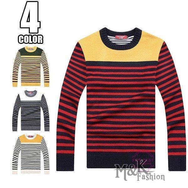 数量は多 ボーダーニット メンズ 父の日 秋服 秋物 メンズ ルームウエア クルーネック ボーダー柄 トップス セーター ニット ニット セーター サイズ L Binghamtonhots Com