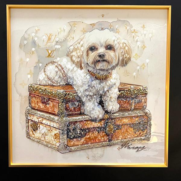 【オシャレインテリア‼️】クリスタルアート ネオンドッグ 41x41cm クリスタルアート チワワ424 41x41cm ワンコ おしゃれ キラキラ
