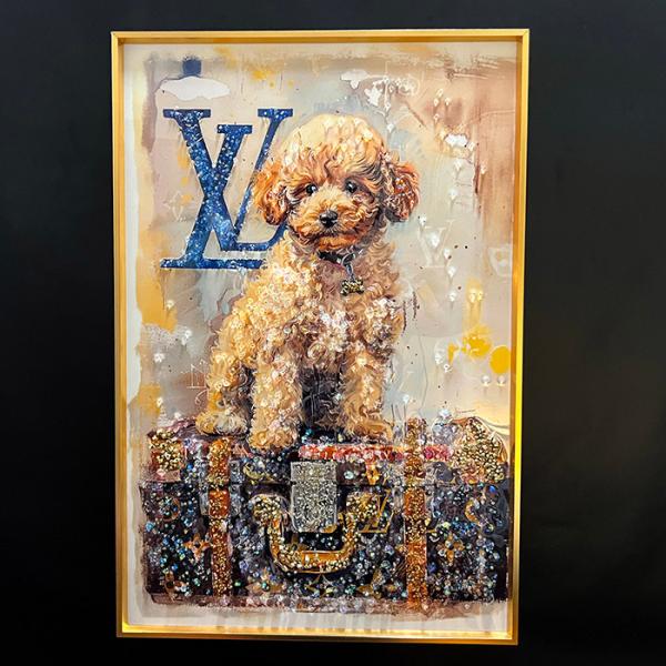 送料無料 クリスタルアートパネル オマージュアートパネル プードル 犬