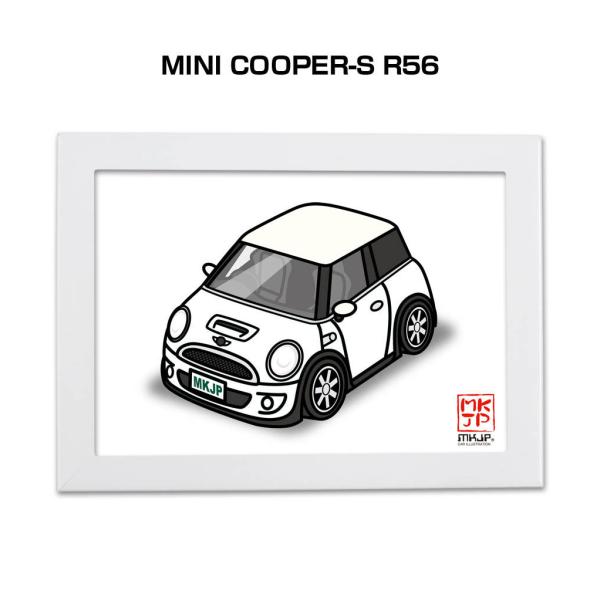 専用 手描きイラスト ばく×ミニ MKJP イラストA5 フレーム付き 外車 MINI COOPER-S R56 ゆうメール送料