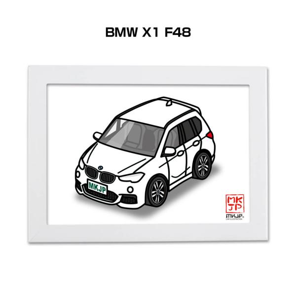 MKJP イラストA5 フレーム付き 外車 BMW X1 F48 ゆうメール送料無料