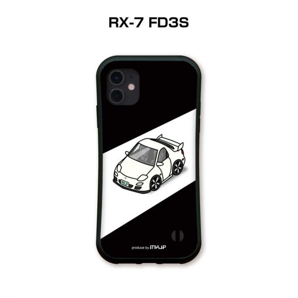 マツダRX-7 FD3S国産本革手帳型iPhoneケース マツダ FD3S RX-7（線画）のイラスト・手帳型スマホケース