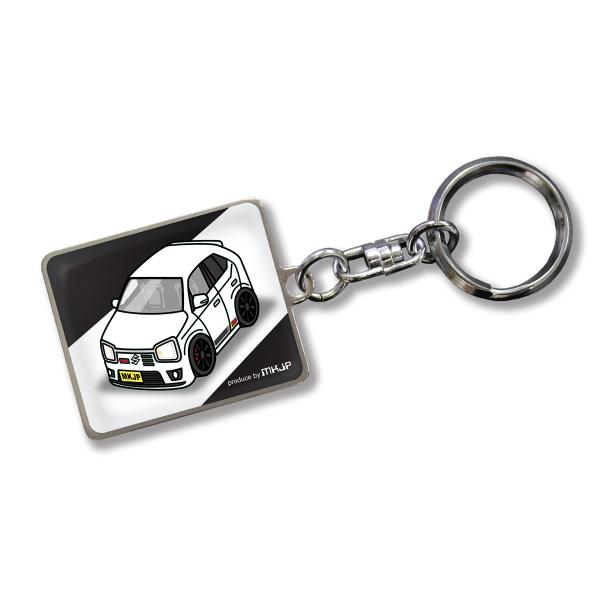 MKJP カスタムキーホルダー スズキ アルトワークス HA36S 車カラー：ホワイト ゆうメール送料無料