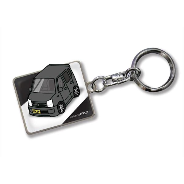 MKJP カスタムキーホルダー スズキ ワゴンR MH21S 車カラー：ブラック ゆうメール送料無料