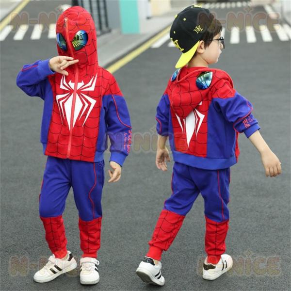子供服 スパイダーマン 春秋 長袖 男の子 女の子 上下セット キッズ 子供用 ハロウィン コスチューム 舞台仮装 人気 コスプレ 衣装 コスチューム
