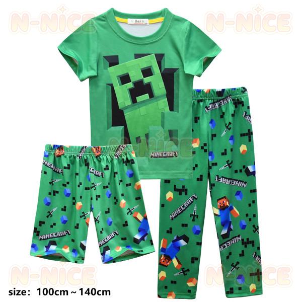 パジャマ 上下セット マイクラ クリーパー ジャージ 総柄 モザイク 半袖 MINECRAFT マインクラフト 子供服 半袖パジャマ 男の子 パジャマ 上下セット 透気性 綿