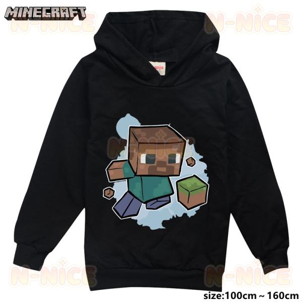 【互換品】 Minecraft マインクラフトグッズ 子供服 パーカー キャラクター 長袖パーカー ルームウェア ブラック マイクラゲーム キャラクターグッズ コスプレ