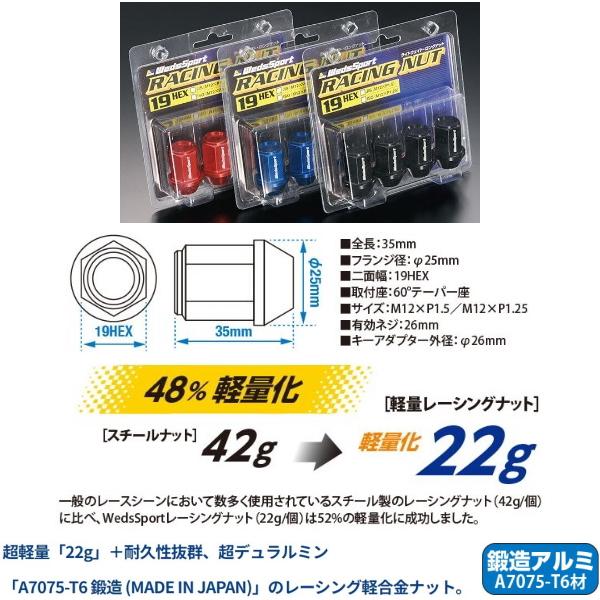 送料無料 ウェッズ WedsSport レーシングナット 軽量 ホイールナット 