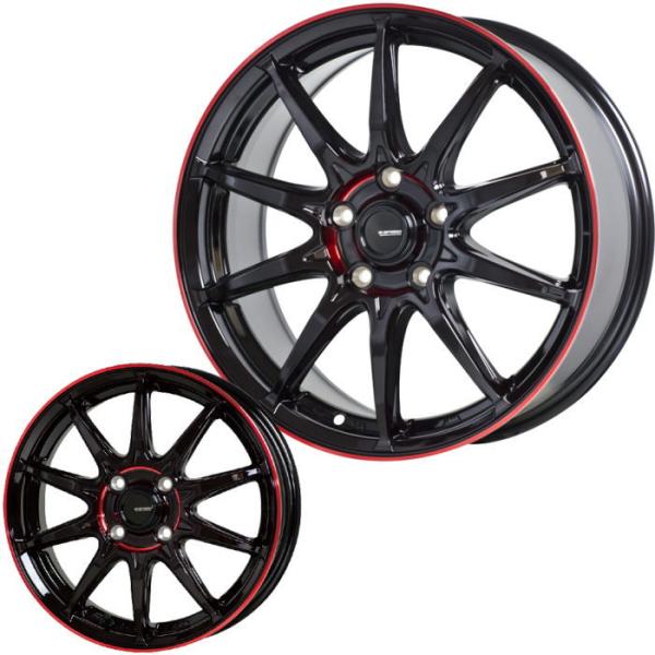 16インチ 5穴 114.3/100 6.5J ジースピード P-05R ブラック+レッドクリア ホイール単品 4本セット