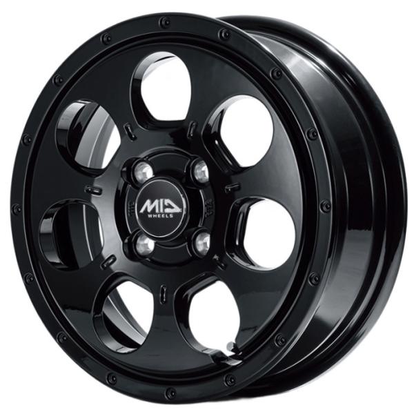 ホイール 1本 12インチ 4B+40 4H-100 MID WHEELES MUD AGENT セミグロスブラック