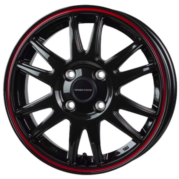 ホイール単品 4本セット 14インチ 4.5J+45 4H-100 CrossSpeed CR6 グロスガンメタ/レッドライン
