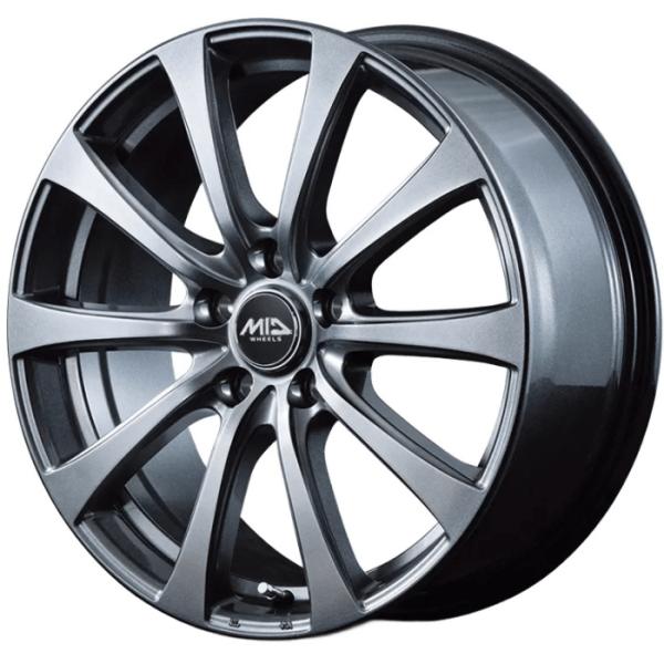 ホイール単品 4本セット 17インチ 7J+55 5H-114.3 MID WHEELES G10 メタリックグレー