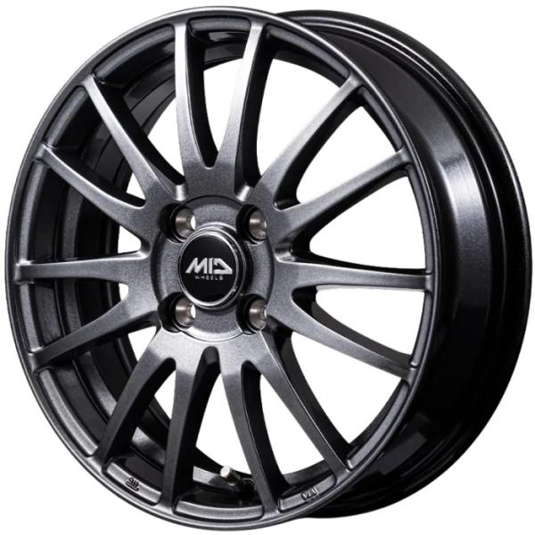 ホイール単品 4本セット 15インチ 4.5J+45 4H-100 MID WHEELES GriD メタリックグレー