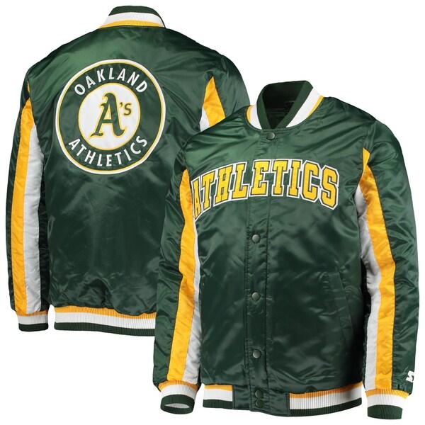 A's サテンジャケット 緑色 MLB アスレチックス ジャケット The Ace サテン スタジャン フル