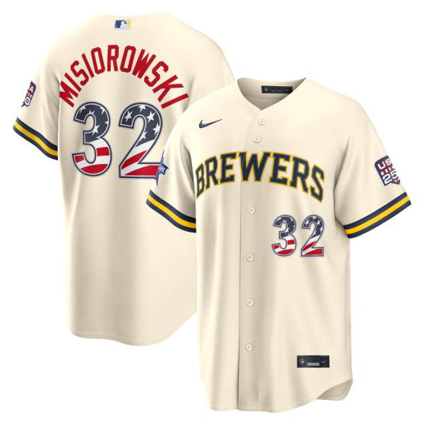 MLB ジェイコブ・ミジオロウスキー ブリュワーズ ユニフォーム オールスターゲーム2026 スターズ＆ストライプス スタジアムジャージ ナイキ/Nike クリーム