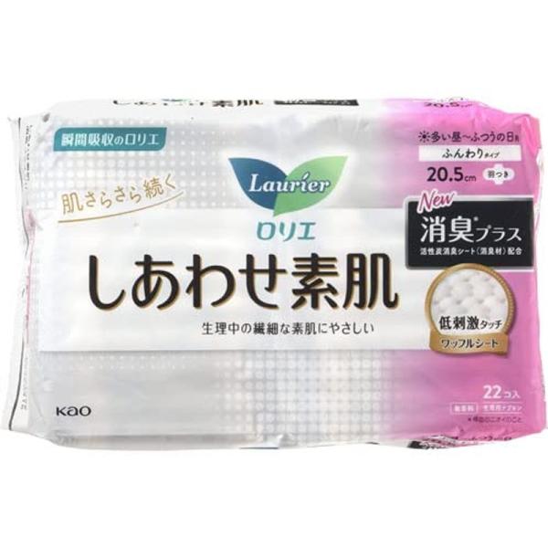 花王 ロリエ しあわせ素肌消臭 ふつうの日用羽つき 22個