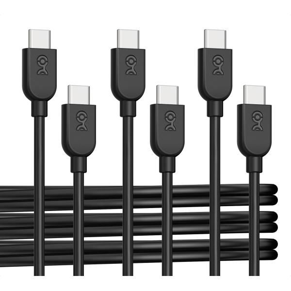 Cable Matters 3本セット USB C ケーブル ブラック 0.3m/1ft 柔らかい USB Type-C ケーブル 60W