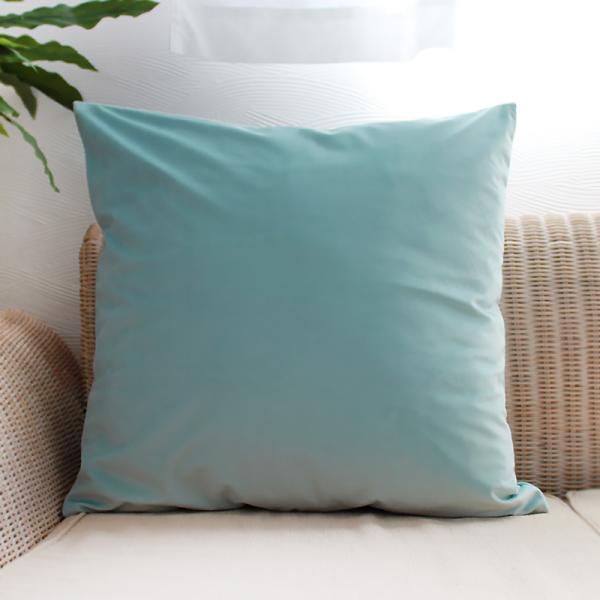 送料無料 ベロア アクアブルー60cm クッションカバー 単品 無地