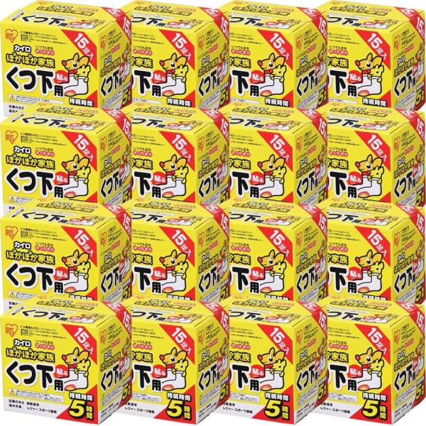 ケース販売 アイリスオーヤマ 使い捨てカイロ 貼る くつ下用 240足入り ぽかぽか家族 PKN-15HK (15箱セット 計240足入り)