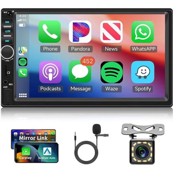 2 Din カーオーディオ CarPlay、Android Auto搭載カーステレオ