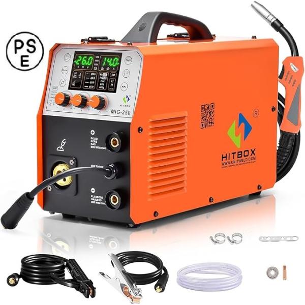 HITBOX 半自動溶接機 100V 200A 溶接機 1台3役 ノンガスMIG アーク溶接 LIFT TIG インバーター直流 液晶表示 MIG溶接 DIY 初心者向け 軽量 家庭用/小型溶接機 電動工具5 HITBOX アーク溶接機 100V 200V兼用 200A 被覆アーク溶接 LIFT TIG 1台
