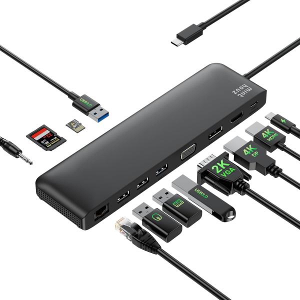 USB C ドッキングステーション Type Cハブ 12-in-1 MST Hub ドック 4K