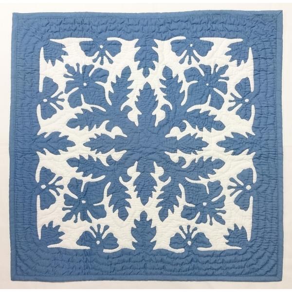 ハワイアンキルトタペストリー/壁掛け/ブルーハイビスカス