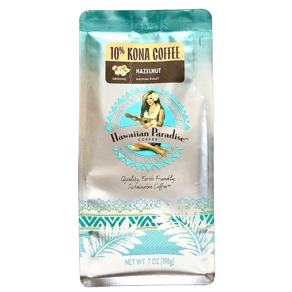 ハワイアンパラダイスコーヒー/ヘーゼルナッツ/10%KONA 粉タイプ（198g）