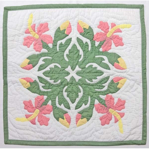 メール便・送料無料】ハワイアンキルトクッションカバー/ピンク