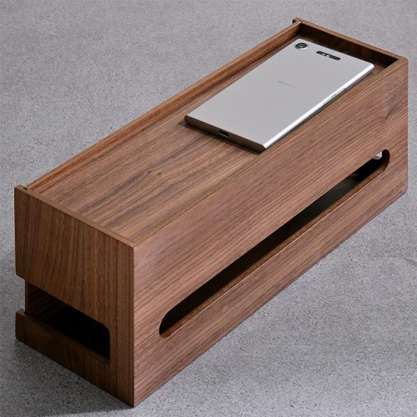 高級材突板使用 MOKUREN(モクレン) タップケース RF-18004WN/RF-18004NA ケーブルボックス コードケース 木製 おしゃれ コンセント収納 ケーブル収納 配線隠し