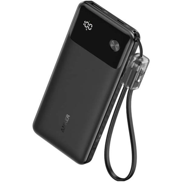 【18ヶ月保証 毎日発送】 正規品 アンカー モバイルバッテリー 10000mAh Anker 急速充電 大容量 コード付き 小型 薄型 A1388 Power Bank 22.5W 送料無料