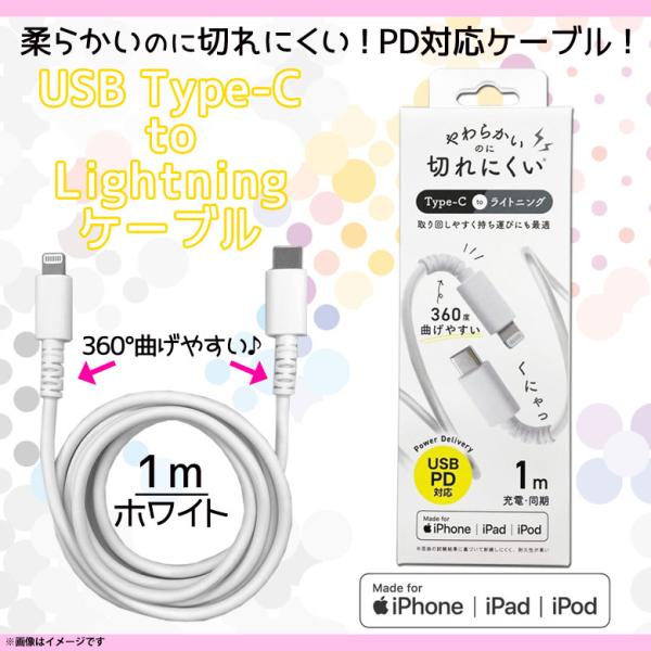 iPhone 充電 ケーブル Lightning to Type-C QL-0406WH 7940 断線防止