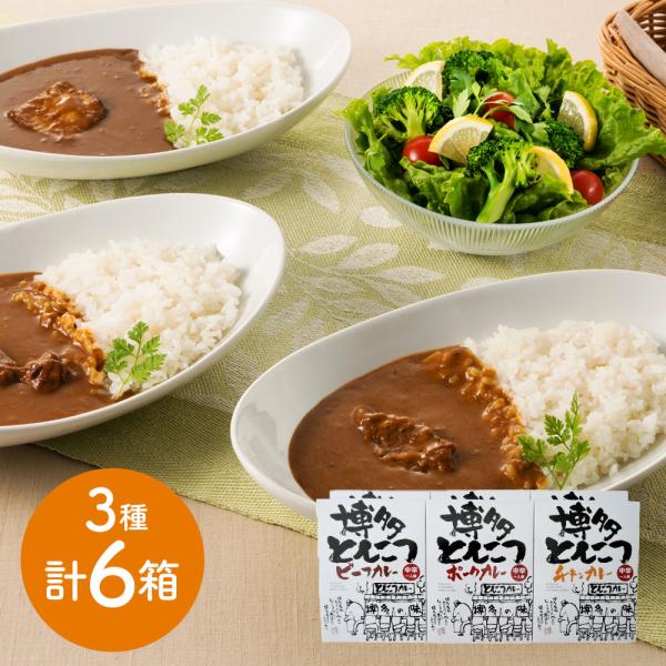 福岡 博多とんこつカレーセット　博多とんこつビーフカレー　博多とんこつポークカレー　博多とんこつチキンカレー各2