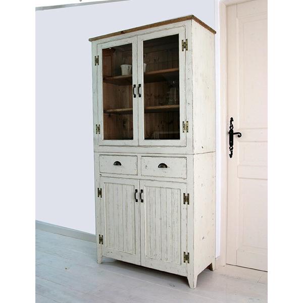 GlassCabinet 板ガラス、真鍮取っ手 パイン家具 キャビネット : モビリ