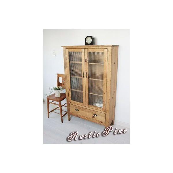 キャビネット ガラス 扉 リビング キッチン 飾り棚 収納 ラスティック