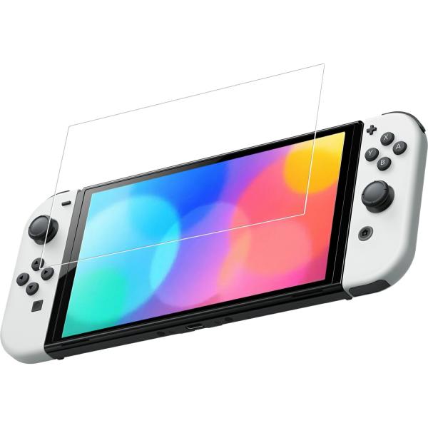 Nintendo Switch (ニンテンドー スイッチ) 有機ELモデル 用 すべすべタッチの抗菌タイプ 光沢 液晶保護フィルム ポスト投函は送料無料