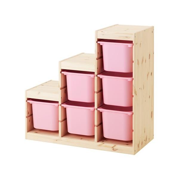 IKEA・イケア　おもちゃ箱・子供収納　TROFAST（トロファスト） 収納コンビネーション, パイン材, ピンク (391.021.25)