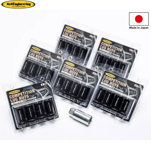 【4x4エンジニアリング】コンペティションラグナット 19HEX M14ＸP1.5 長さ48mm 60度テーパー ブラック 24個入り（GEN-111-24） ※日本製