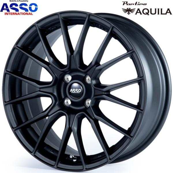 ASSO【アッソインターナショナル】PARTIRE AQUILA（パルティーレ アクイラ） 17ｘ7.0 +35 4H/98 マットブラック（MB）ｘ4本　アバ