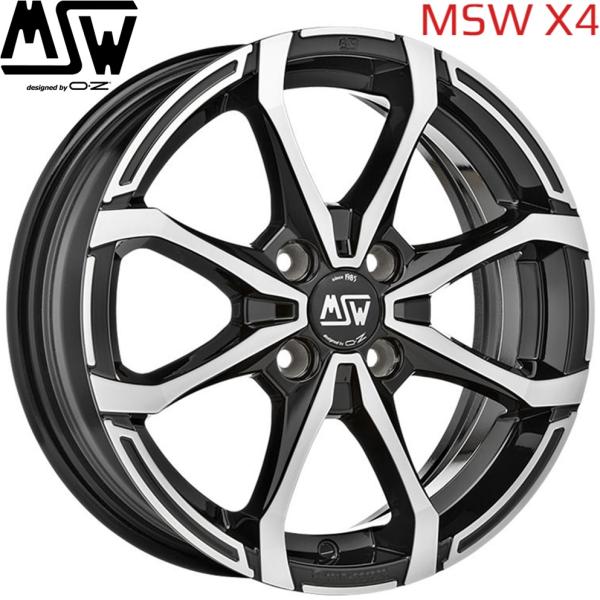 OZ【MSW X4】ルノー(AHH) トゥインゴ専用　F.15ｘ5.0 ＋38 R.15ｘ5.5 ＋36 4H/100 グロスブラックポリッシュ（GBP）ｘ計４