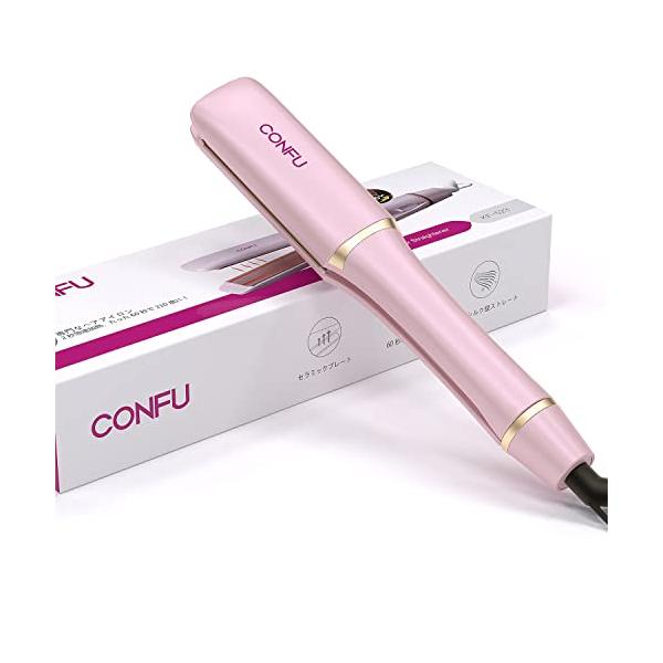 CONFU ヘアアイロン ストレート 38mm ストレートヘア ワイヤレス ヘアアイロン 持ち運び 3段階温度調整 MAX210°