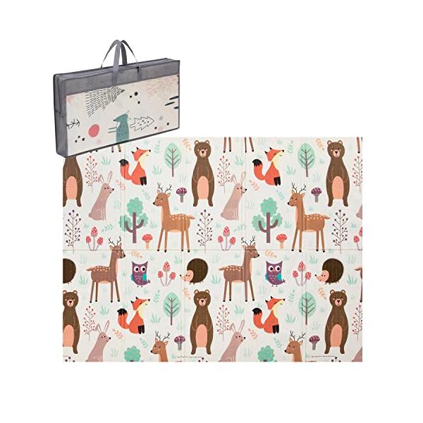 他サイト： アストロ プレイマット リバーシブル 森の動物×きつね 150×200×1cm 収納バッグ付き ふわふわ ベビーマット クッションマット 折りたたみの商品画像