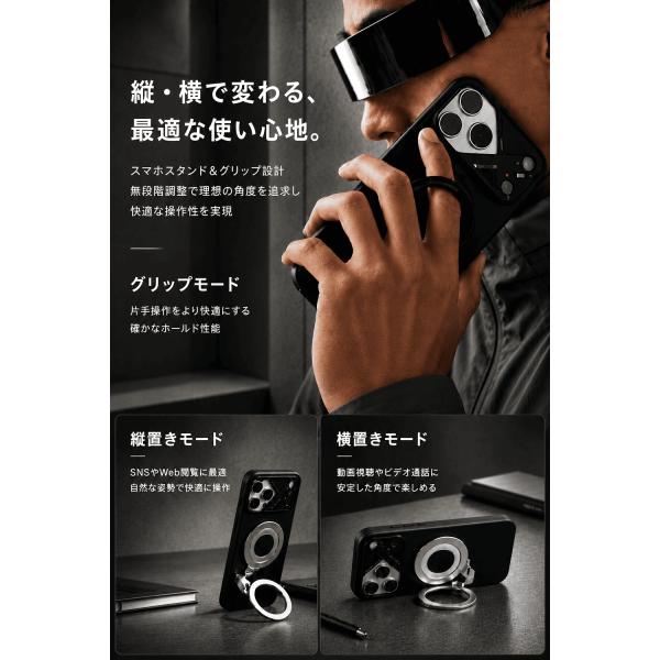 AULUMU G09 MagSafe �X�}�z�����O 360�x��] ���ʃ}�O�l�b�g �X�}�z�X�^���h ���͎��� �A���~���� �S�@��Ή����^�������O ��������O�t�� ���r���[100���ۏ� ���i�摜2