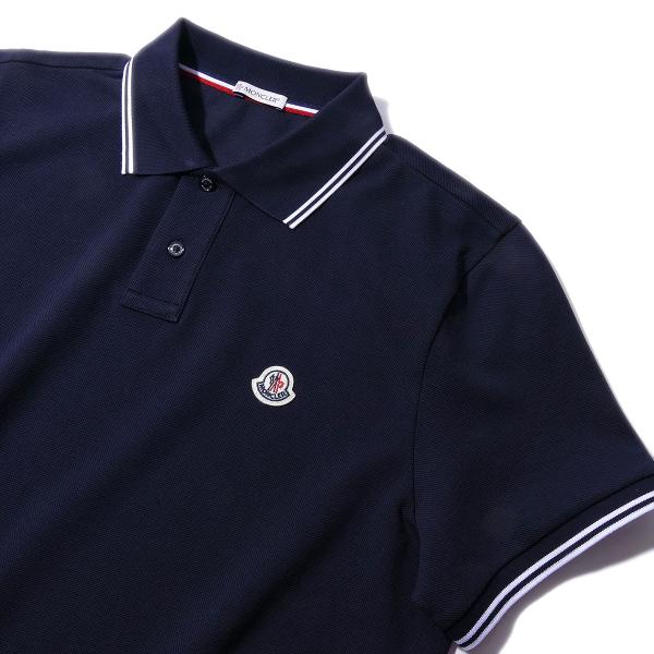 MONCLER ネイビーメンズポロシャツ XL ネイビーブルー ポロシャツ : Tシャツ＆ポロシャツ 向けの