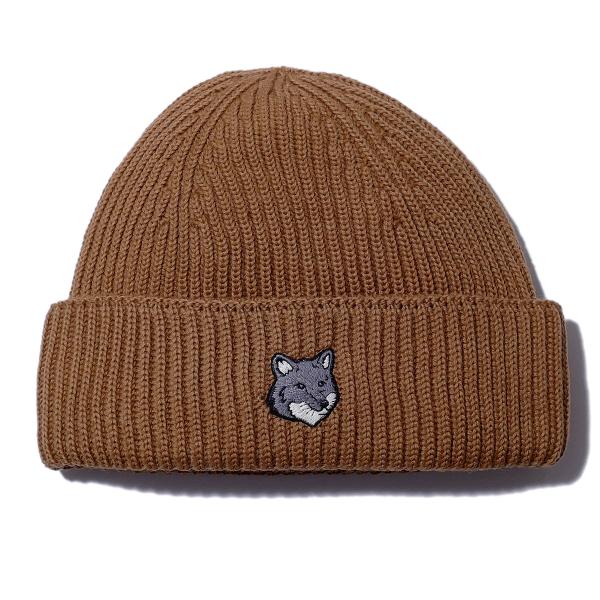 メゾンキツネ　ニット帽 FOX HEAD PATCH RIBBED HAT（ニットキャップ/ビーニー）｜Maison