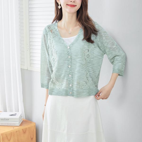 DAISY LIN 薄手Vネックカーディガン 七分袖 シンプル カジュアル DAISY LIN 薄手Vネックカーディガン 七分袖 シンプル カジュアル